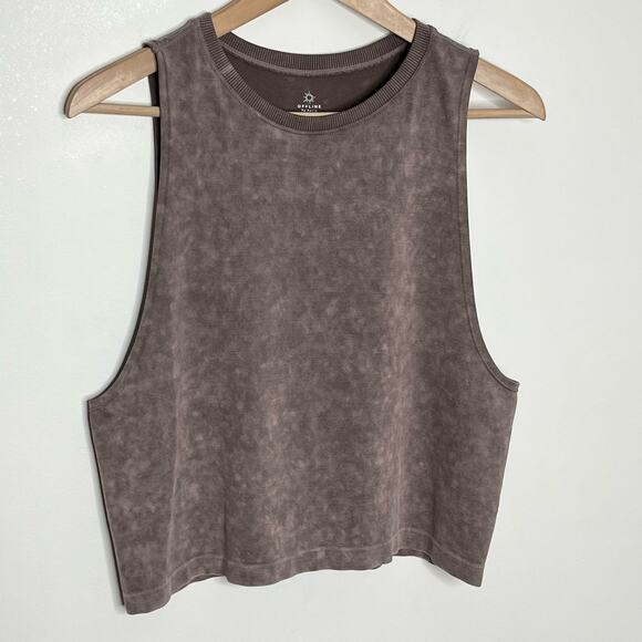 Offline By Aerie Womens Sleeveless Workout Tank XS Brown Crew Neck Athleisure - Picture 2 of 8